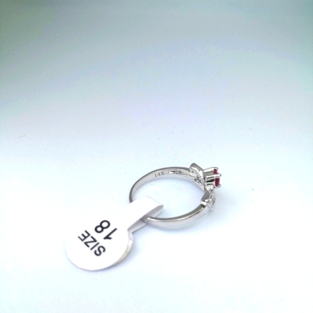 14k Real White Gold Plated Ring Silver Pink - Picture 2 of 6